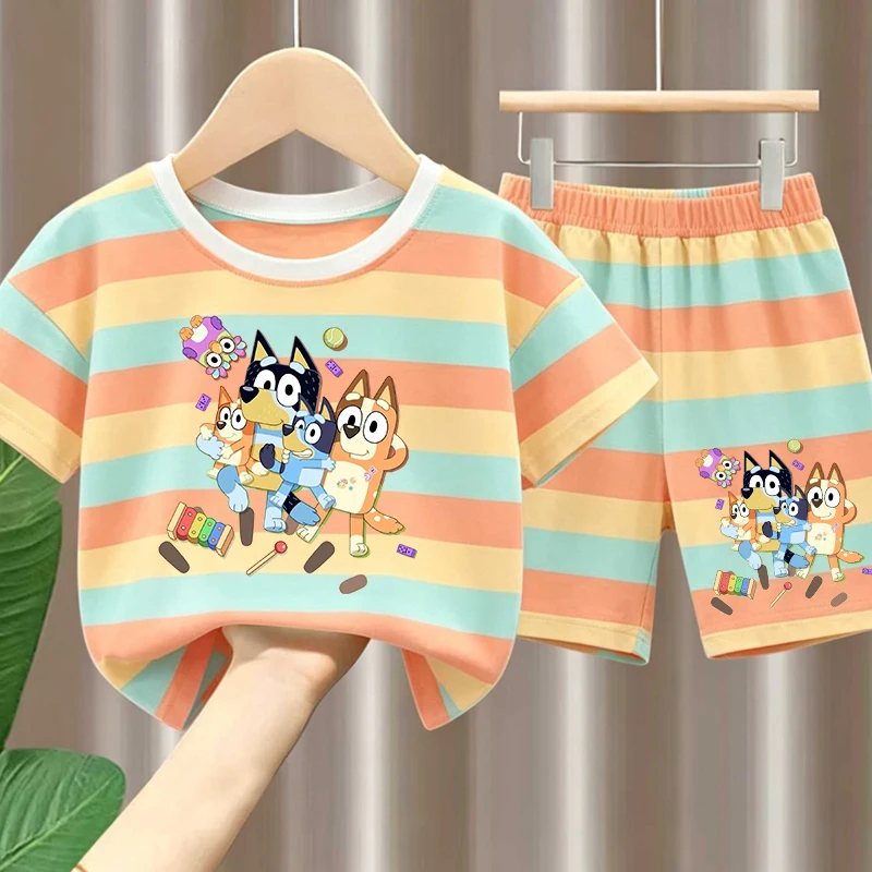 Blueyes Girl Boy Summer T Shirt Set Kid Pink Clothes 2pcs Shorts Kid Tops +Shorts Set Baby Tee Sport Tracksuit Summer Outfits thumbnail 3
