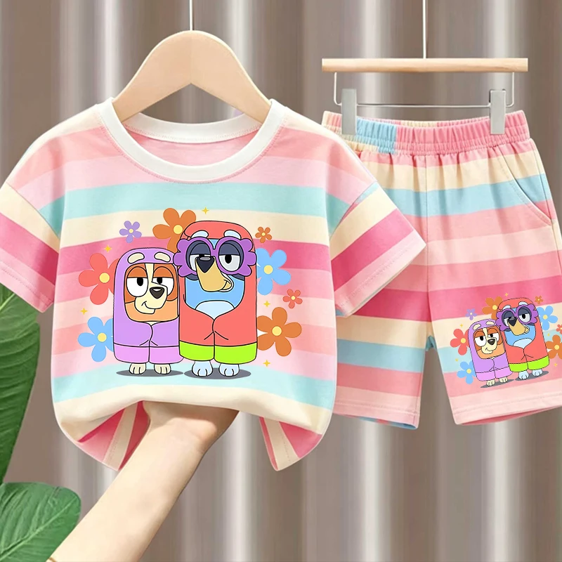 Blueyes Girl Boy Summer T Shirt Set Kid Pink Clothes 2pcs Shorts Kid Tops +Shorts Set Baby Tee Sport Tracksuit Summer Outfits thumbnail 6