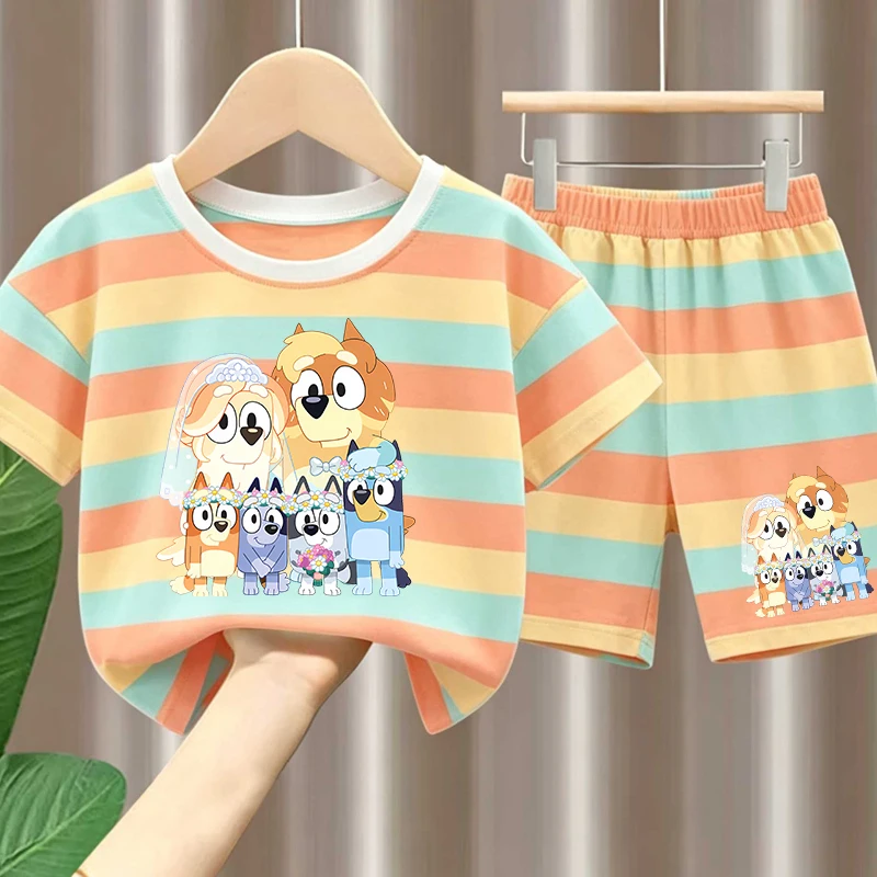 Blueyes Girl Boy Summer T Shirt Set Kid Pink Clothes 2pcs Shorts Kid Tops +Shorts Set Baby Tee Sport Tracksuit Summer Outfits thumbnail 4