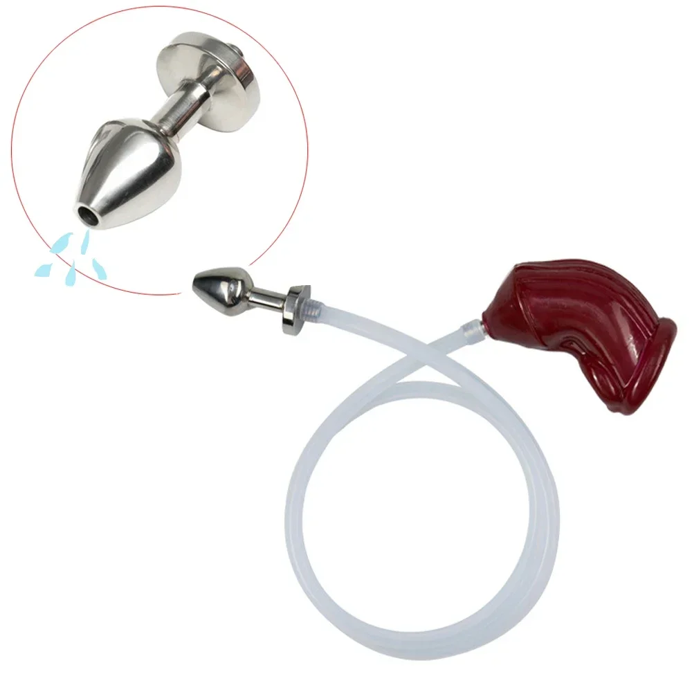 Hollow Anal Plug Catheter Urinal Inflow Mouth Male Penis Chastity Cage BDSM Erotic Sex Toys for Man Woman Adult Game Kits Shop thumbnail 4