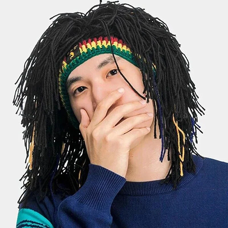 synthetic Africa Dirty Dreads Wig Hat Men Women Style Trendy Personality  American Wool Pearl Funny Headset Role Play Par
