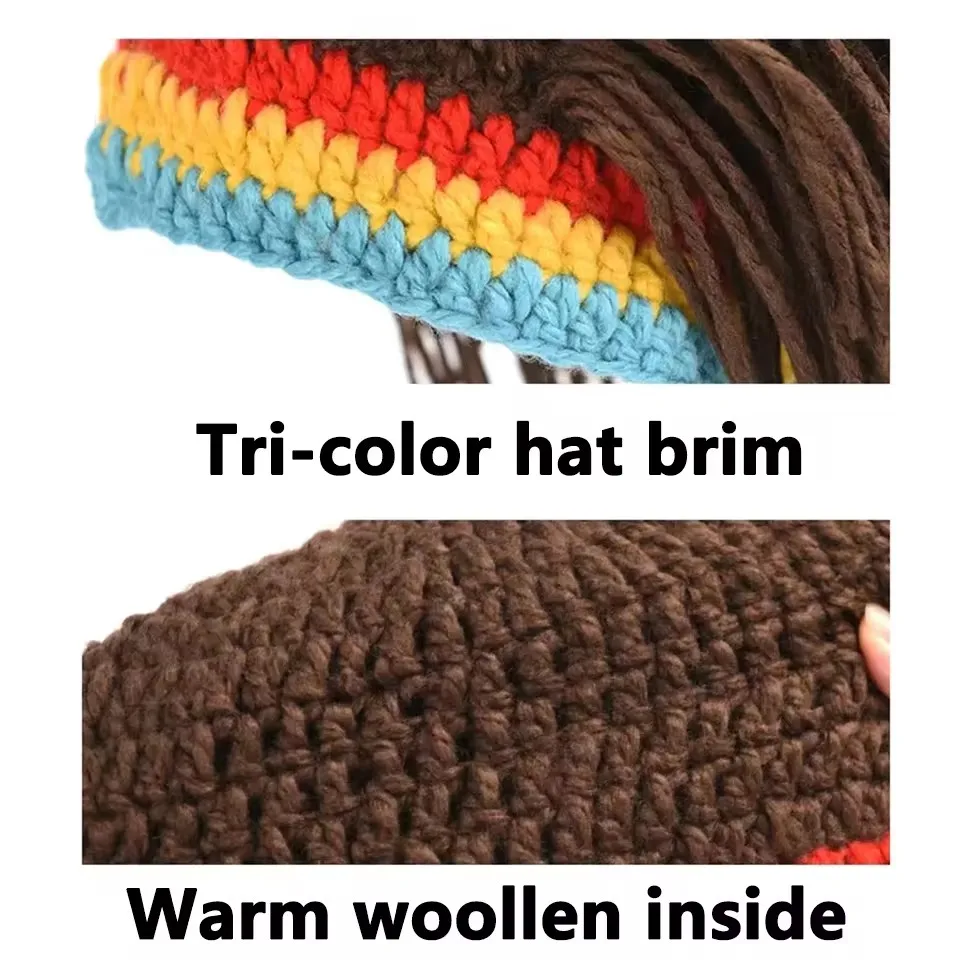 synthetic Africa Dirty Dreads Wig Hat Men Women Style Trendy Personality  American Wool Pearl Funny Headset Role Play Par thumbnail 3