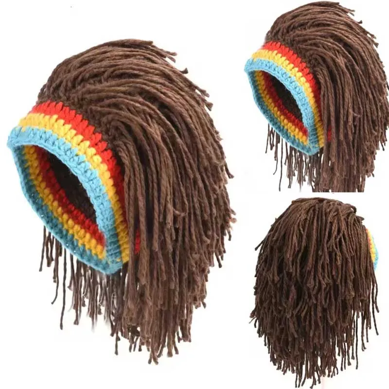 synthetic Africa Dirty Dreads Wig Hat Men Women Style Trendy Personality  American Wool Pearl Funny Headset Role Play Par thumbnail 2