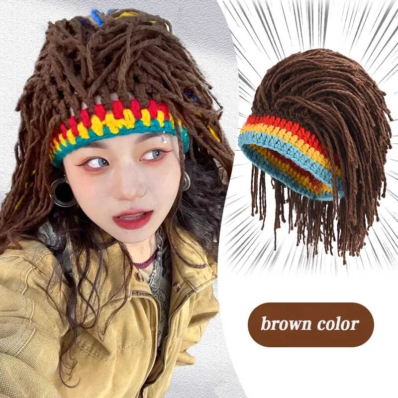 synthetic Africa Dirty Dreads Wig Hat Men Women Style Trendy Personality  American Wool Pearl Funny Headset Role Play Par thumbnail 4