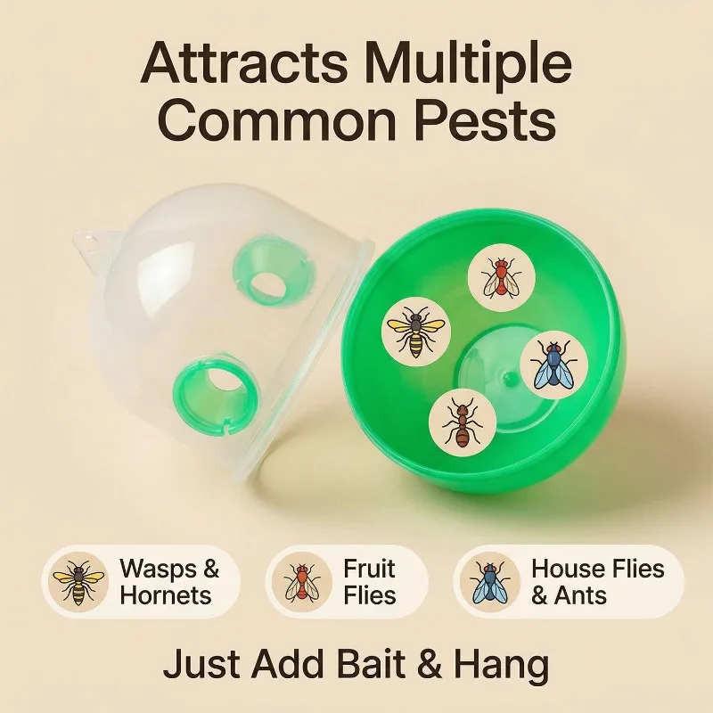 Fruit Fly Wasp Insect Trap Hanging Holder Plastic Reusable Pest Control Catcher Bee Hornet Killer Empty Tool for Garden Orchard thumbnail 4