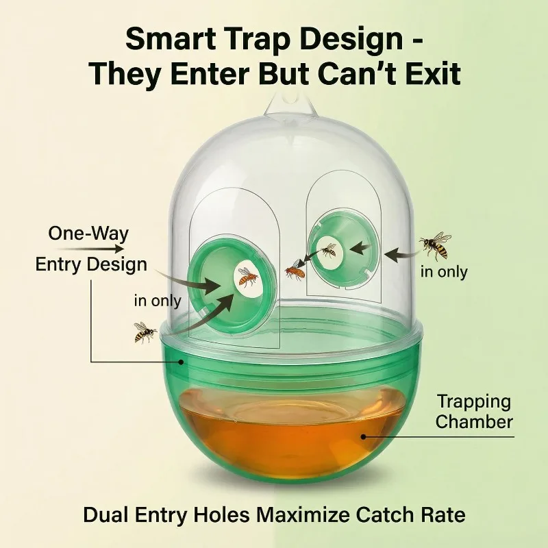 Fruit Fly Wasp Insect Trap Hanging Holder Plastic Reusable Pest Control Catcher Bee Hornet Killer Empty Tool for Garden Orchard thumbnail 3