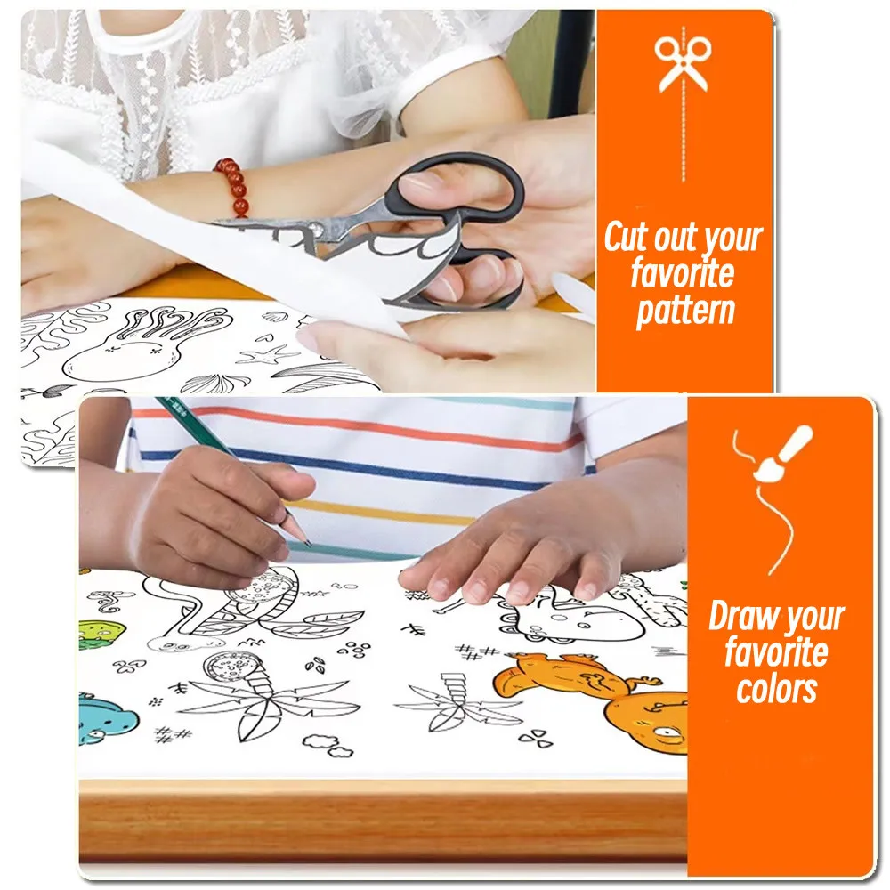 Children's Drawing Kit 3-Meter Long Graffiti Drawing Paper Roll DIY Painting for Students' DIY Doodling Coloring Draw Practice thumbnail 4