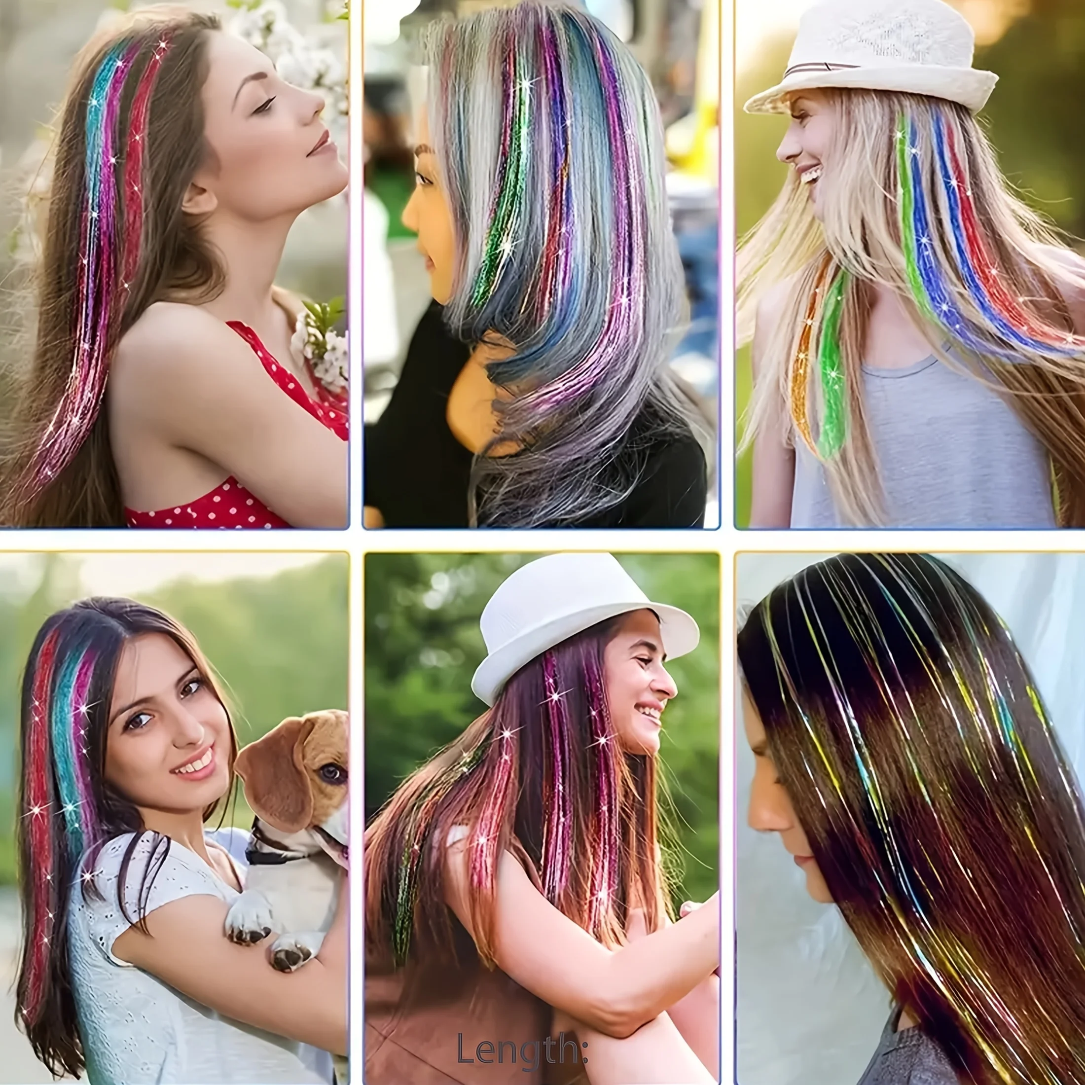 Hair Extensions Kit - 48" Glittery Heat-Resistant Hair Accessories In 12 Colors With Tools, Perfect For Women & Girls - Ideal Fo thumbnail 4