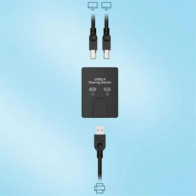 【C】USB 2.0 Switch Hub 2 Ports Printer Sharing Device for Two Computers U-Shaped Splitter USB in Share 1 out 1 - H9S3 thumbnail 5