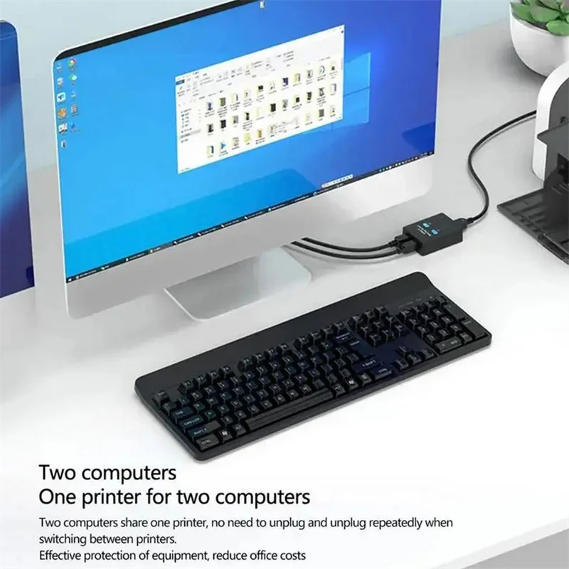 【C】USB 2.0 Switch Hub 2 Ports Printer Sharing Device for Two Computers U-Shaped Splitter USB in Share 1 out 1 - H9S3 thumbnail 2