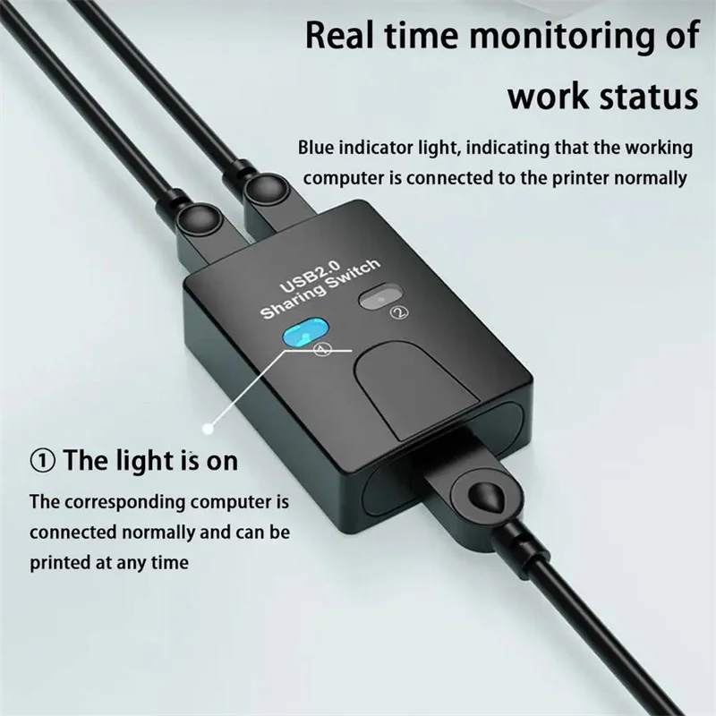 【C】USB 2.0 Switch Hub 2 Ports Printer Sharing Device for Two Computers U-Shaped Splitter USB in Share 1 out 1 - H9S3 thumbnail 4