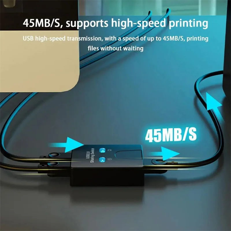 【C】USB 2.0 Switch Hub 2 Ports Printer Sharing Device for Two Computers U-Shaped Splitter USB in Share 1 out 1 - H9S3 thumbnail 3