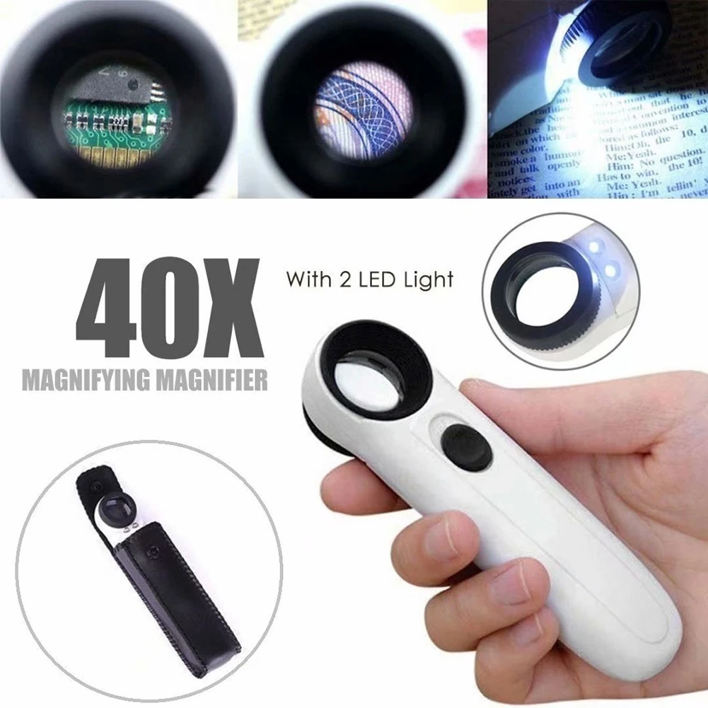 40X 3.5mm Handheld LED Magnifying Glass Loupe With Light For Circuit Boards Hallmarks Jewelry Inspection Microscope Tool thumbnail 3