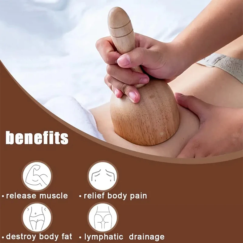 1Pcs Wood Therapy Massage Cup With Roller Handheld Massage Cup Roller Massager Wood Cupping Therapy Meridian Massage Tool thumbnail 5