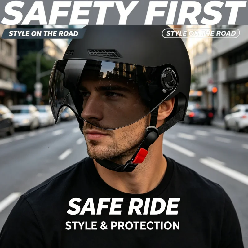 3C Certified Electric Bike Helmet for Adults Unisex Scooter and Motorcycle Half Helmet Safety Gear Perfect for Urban Riding