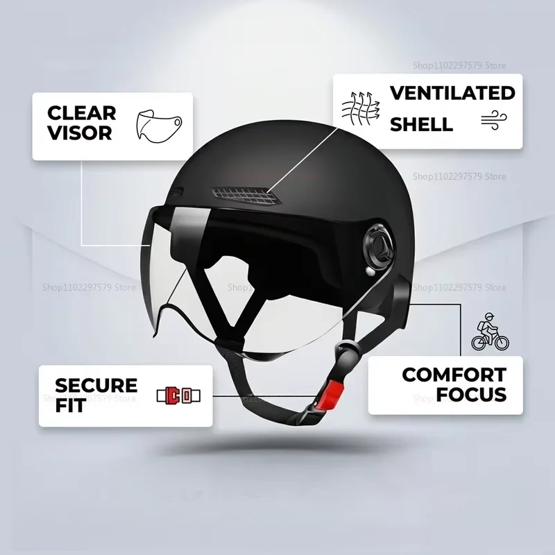 3C Certified Electric Bike Helmet for Adults Unisex Scooter and Motorcycle Half Helmet Safety Gear Perfect for Urban Riding thumbnail 5