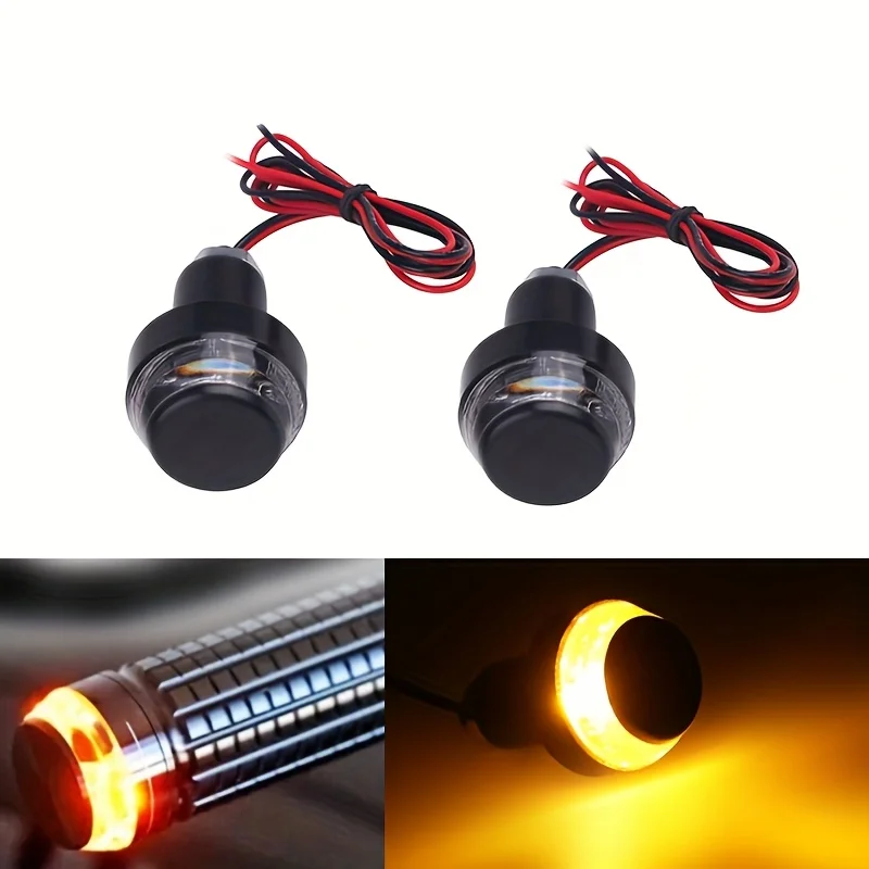 2pcs Motorcycle LED Handlebar End Light 3 Color Options White Amber/Blue/Red DRL Turn Signal thumbnail 6