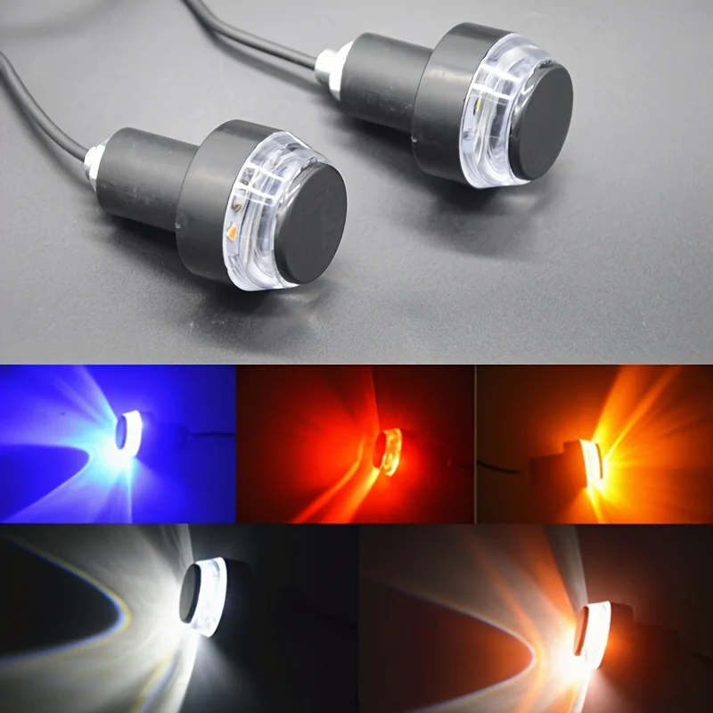 2pcs Motorcycle LED Handlebar End Light 3 Color Options White Amber/Blue/Red DRL Turn Signal thumbnail 5