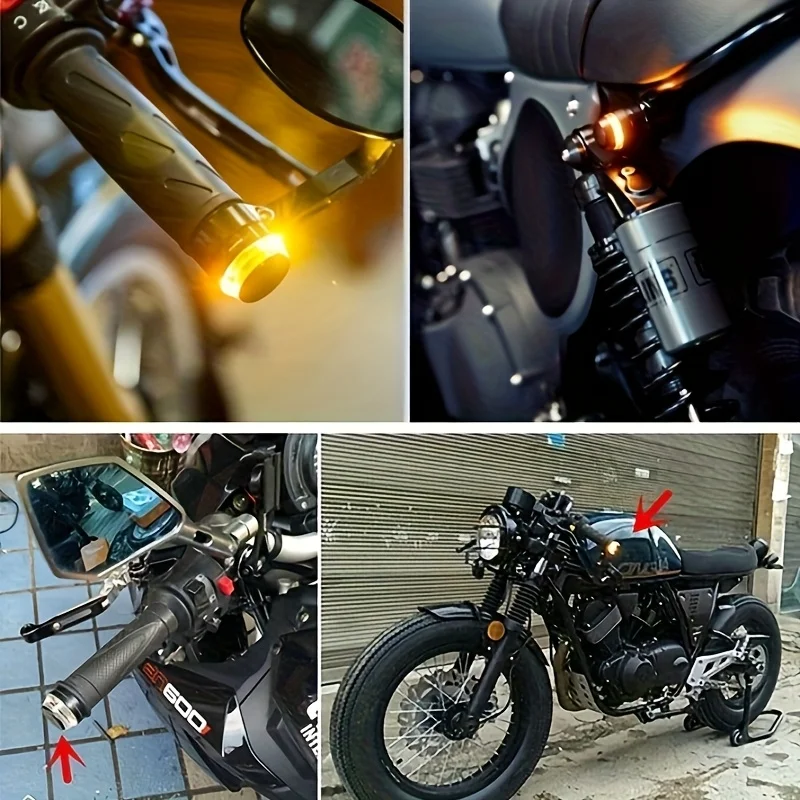 2pcs Motorcycle LED Handlebar End Light 3 Color Options White Amber/Blue/Red DRL Turn Signal thumbnail 4