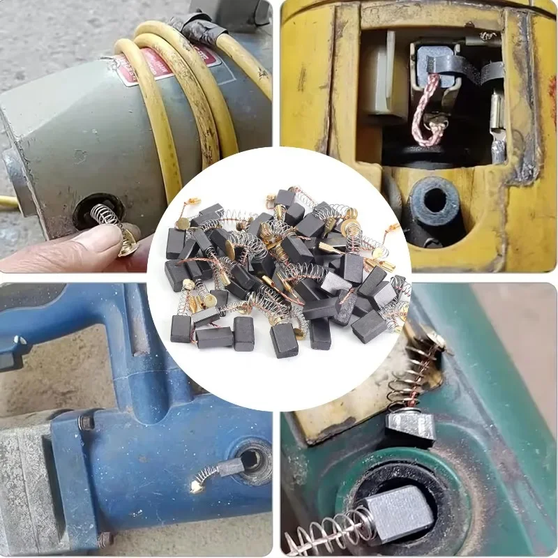 100/50pcs Motor Carbon Brush Set Replacement Parts Carbon Brush Electric Hammer Cutting Polishing Machine Power Tool Accessories thumbnail 5
