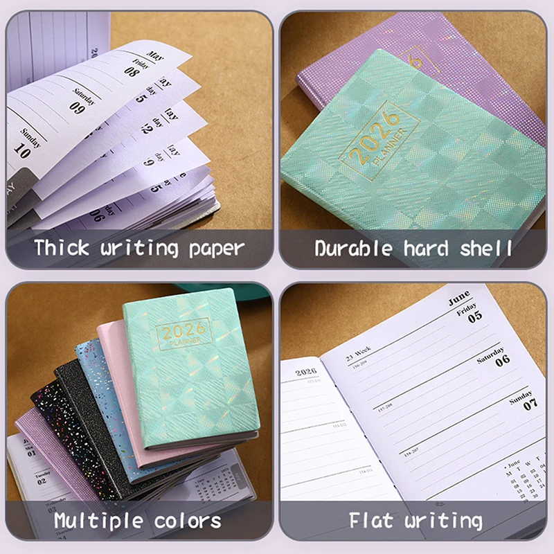 HOT! 2026 A7 Agenda Book Pocket With Calendar Diary Weekly Planner Appointment Book School Office thumbnail 4