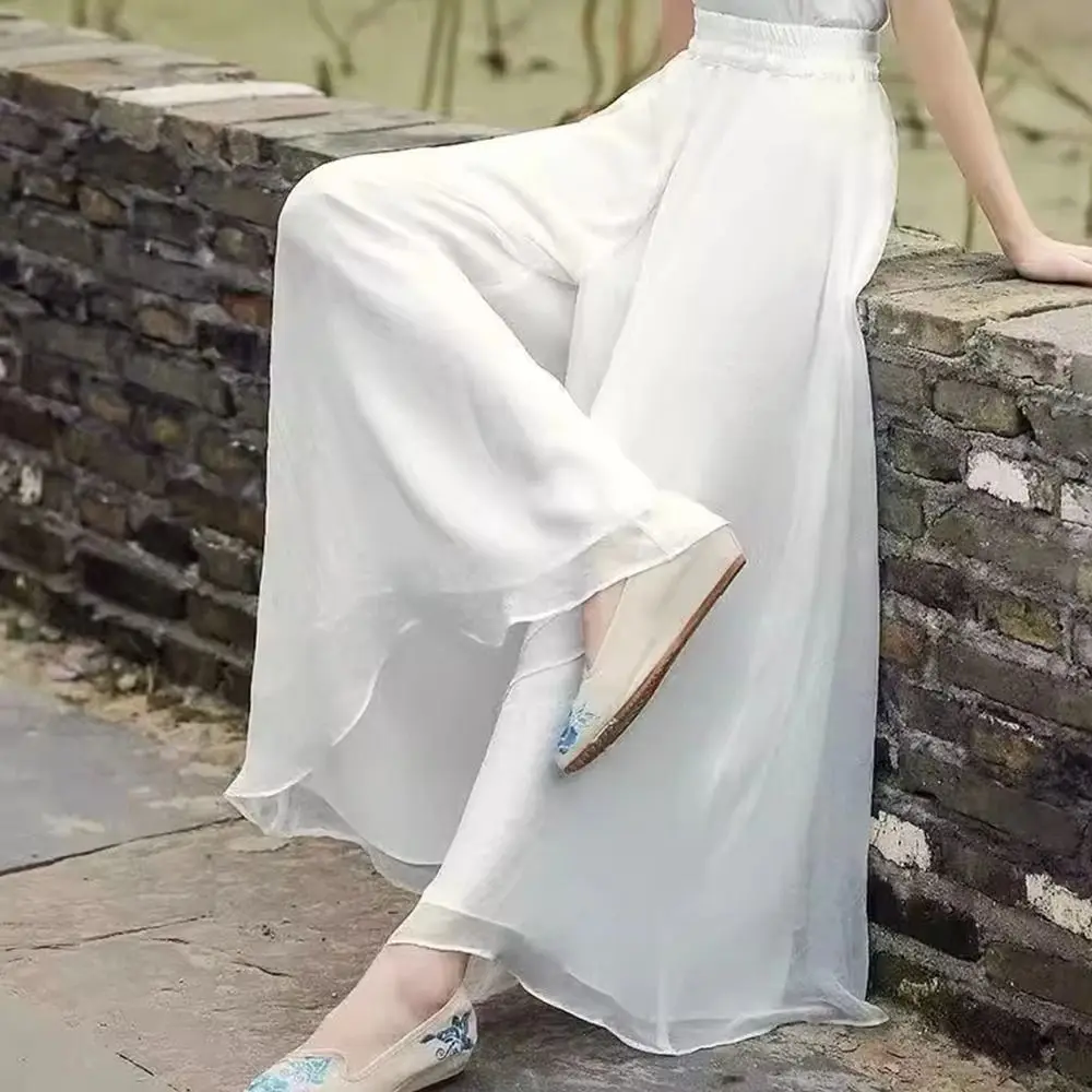 Fashion Chiffon Dance Pants Elastic Waist Elegant Wide Leg Pants Classical Dance Modern Dance Sports Pants Dance Belly Dancing thumbnail 3