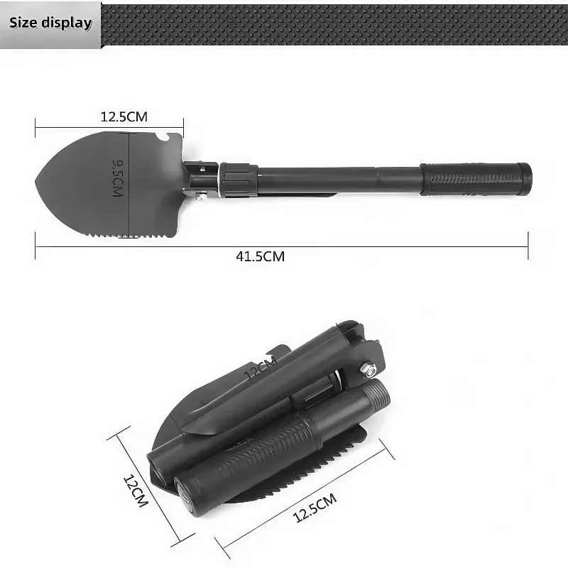 Multi-Function Foldable Shovel for Camping Hiking Gardening Snow Removal Military Survival Telescopic Durable Compact Tool thumbnail 2