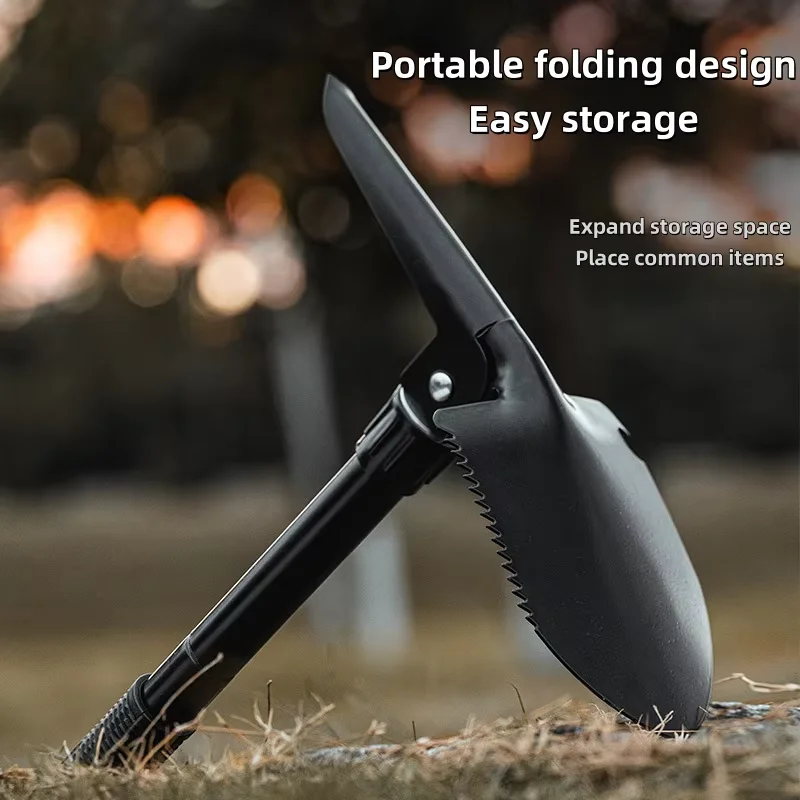 Multi-Function Foldable Shovel for Camping Hiking Gardening Snow Removal Military Survival Telescopic Durable Compact Tool thumbnail 3