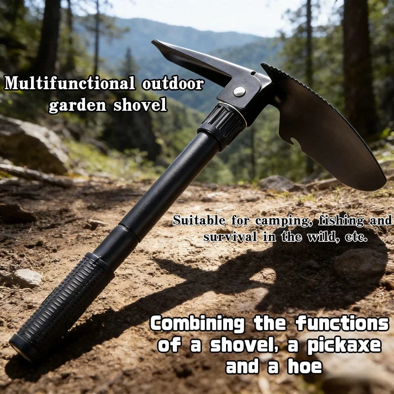 Multi-Function Foldable Shovel for Camping Hiking Gardening Snow Removal Military Survival Telescopic Durable Compact Tool