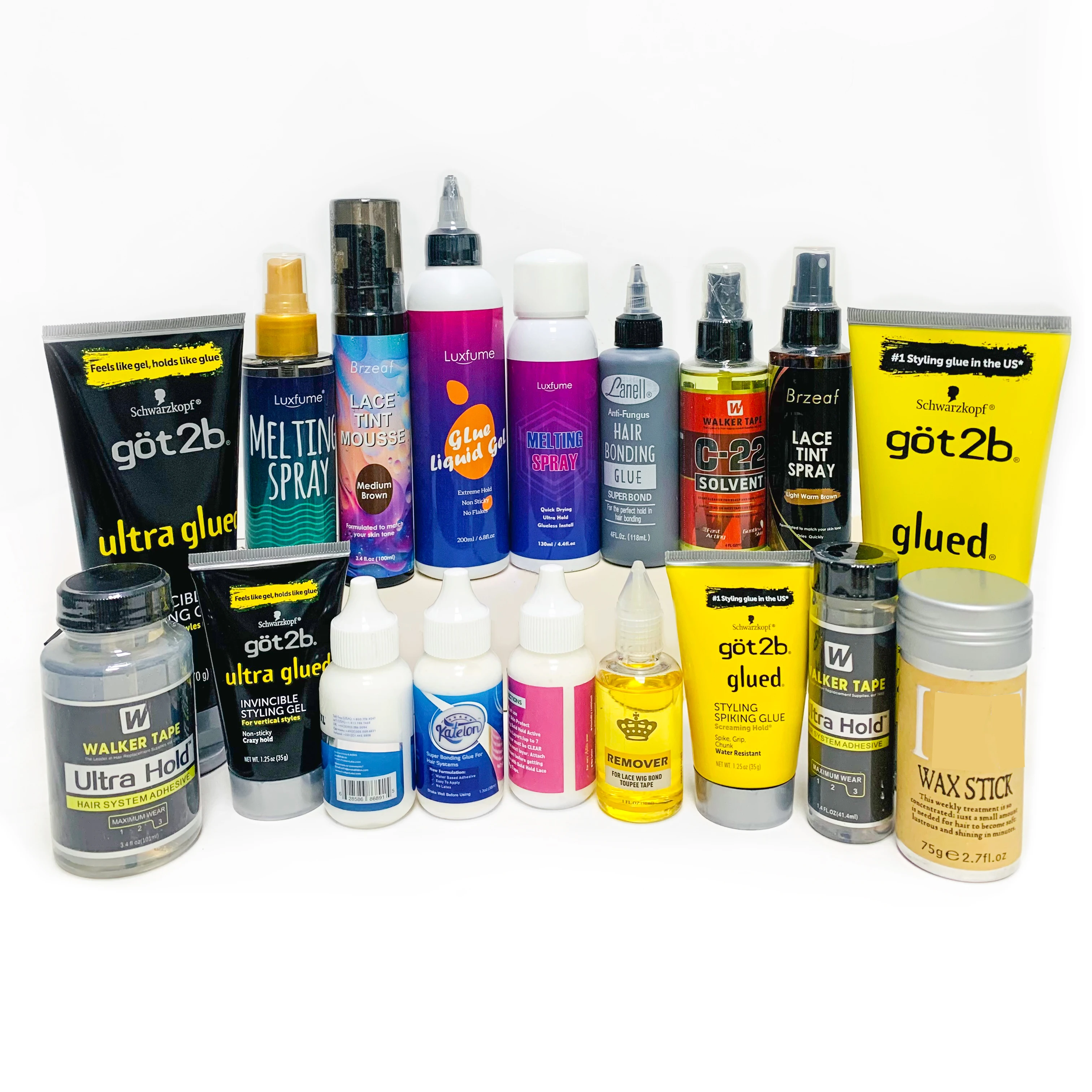 Wig Installation Kit Set Adhesive Bold Glue Remover Wax Stick Walker Tape Ultra Hold Glue Got 2b Glue Spray for hair extension thumbnail 2