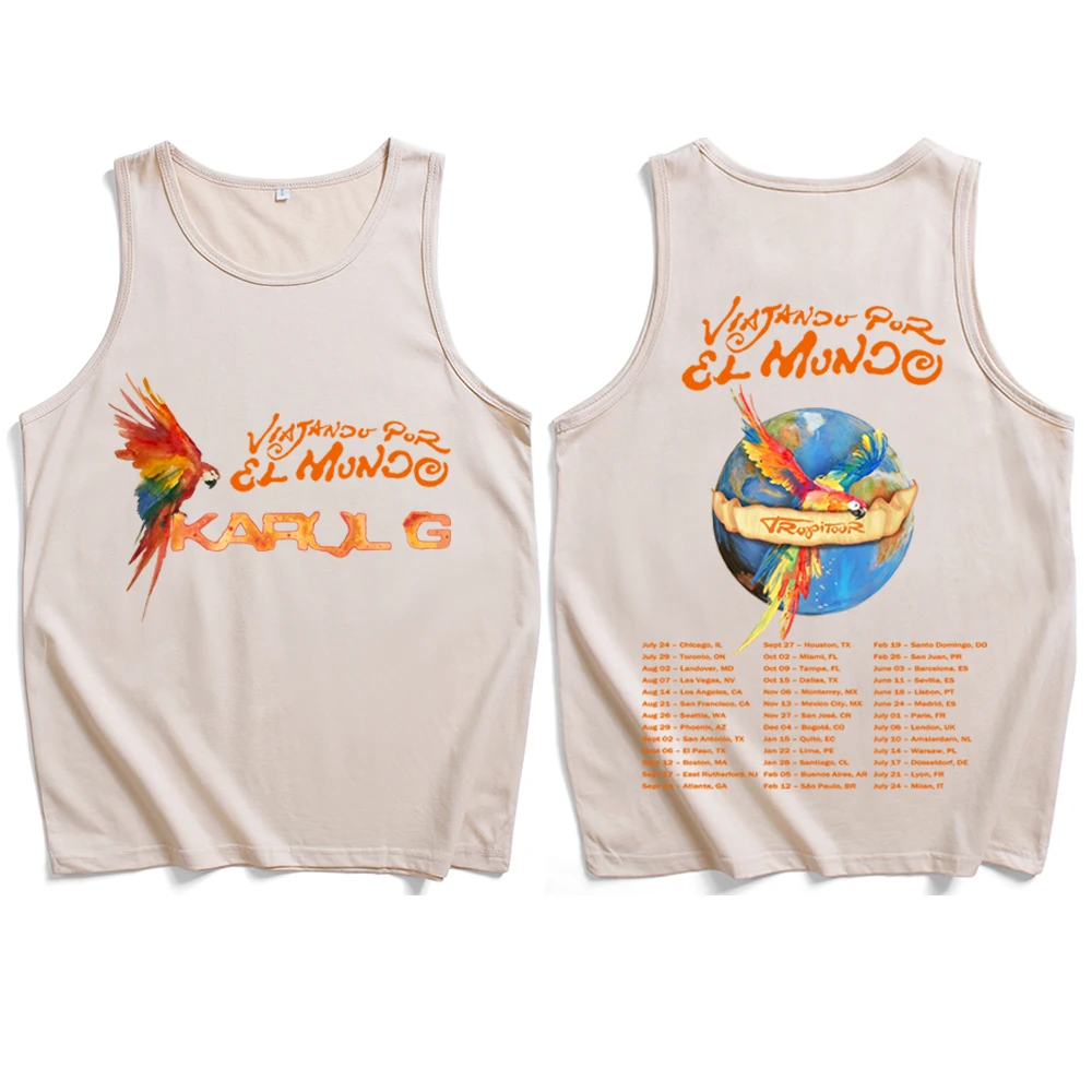 Karol G Tropitour 2026 Shirt Man Woman Tank Top Cotton Summer Casual Sleeveless Vest thumbnail 3