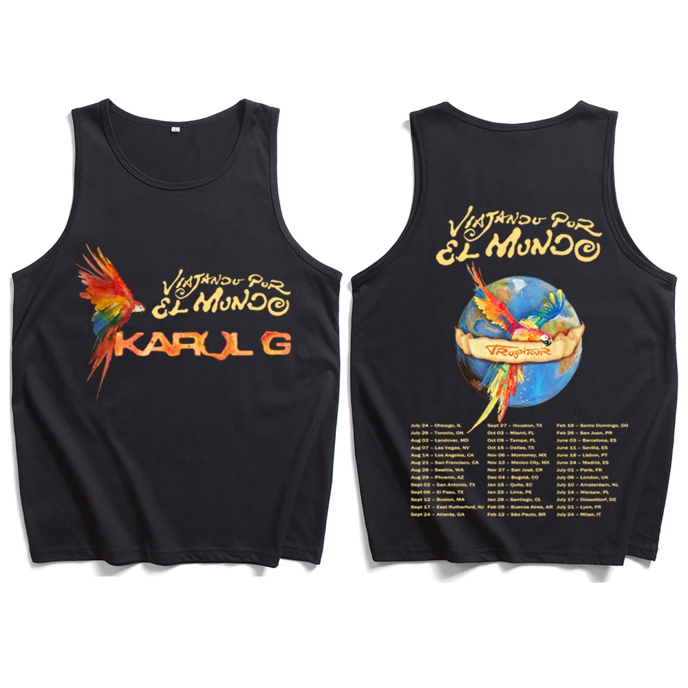 Karol G Tropitour 2026 Shirt Man Woman Tank Top Cotton Summer Casual Sleeveless Vest