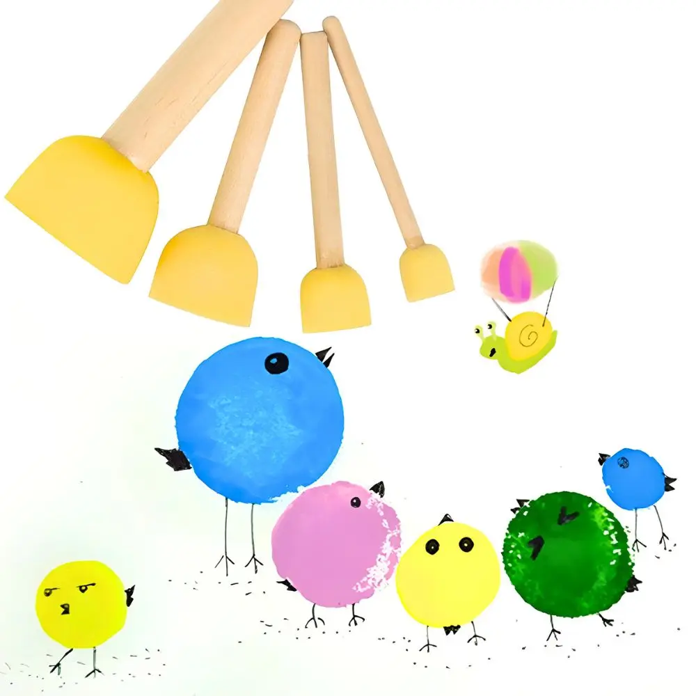 4pcs Sponge Painting Brush Set, Pattern Texture Foam Roller Brushes, DIY Art Graffiti Stamping Drawing Craft Tools YMY thumbnail 6