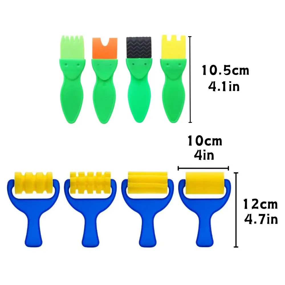 4pcs Sponge Painting Brush Set, Pattern Texture Foam Roller Brushes, DIY Art Graffiti Stamping Drawing Craft Tools YMY thumbnail 2