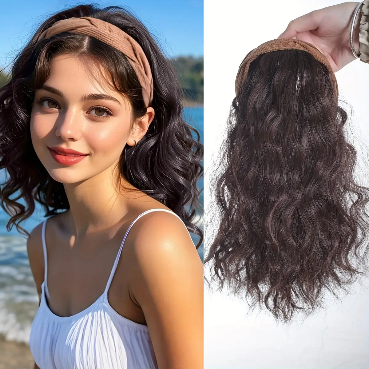 synthetic corn wave headband wig half wig women hair accessorties hairpieces add hair volum hair length