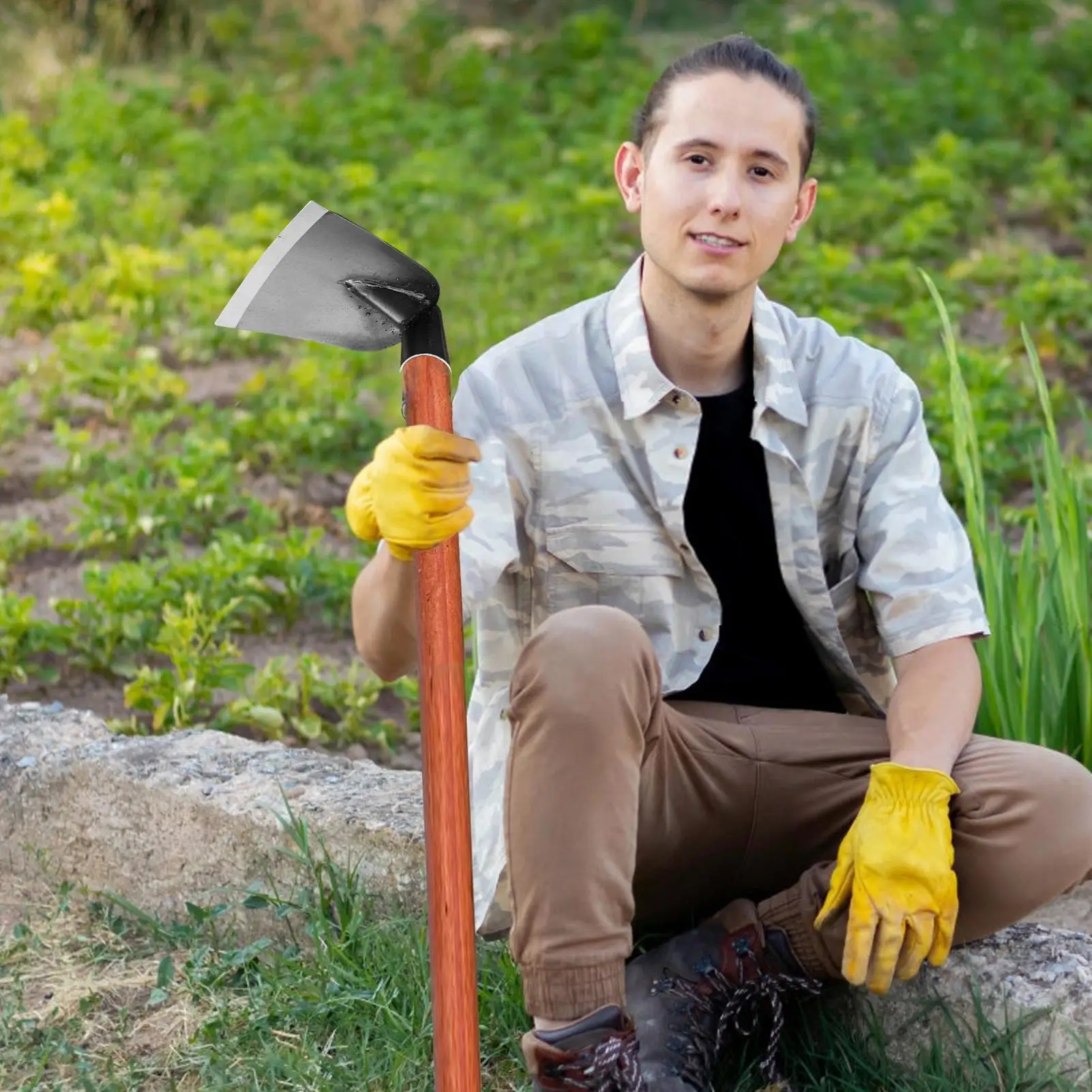 Weeding Hoe Digging Soil Durable Hoe Agricultural Hoe Household Outdoor Farming Tools for Planting Vegetables Flowers Loose lan thumbnail 3