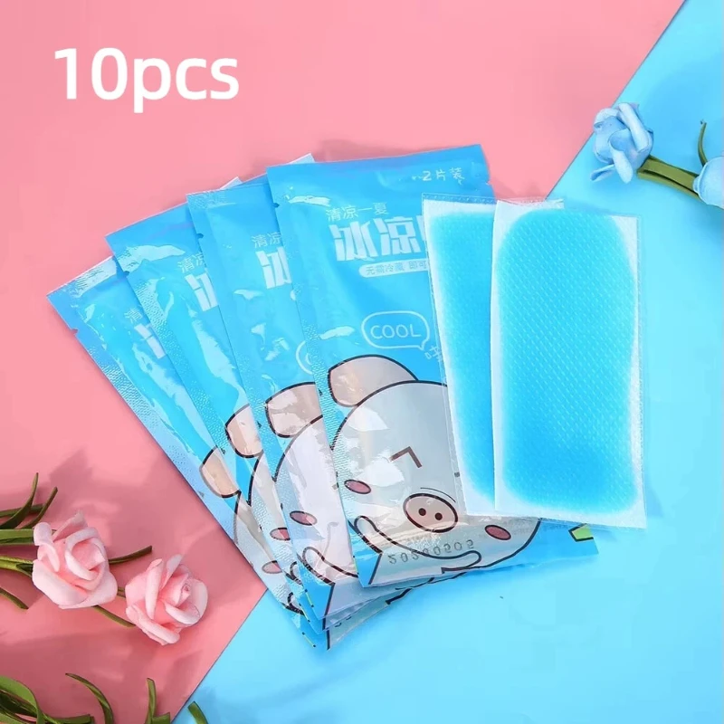 10PCS Cooling Gel Patch 10H Long Lasting Non-Woven Disposable Cooling Sticker Outdoor Camping Hiking Summer Heat Relief Body