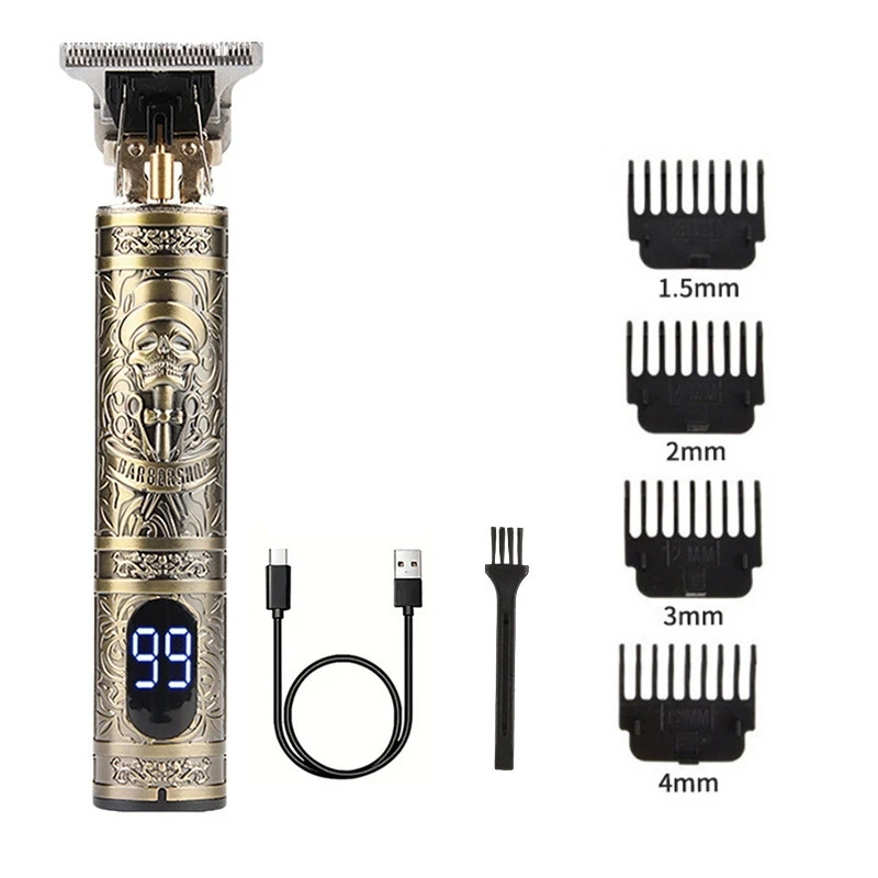 T9 LCD Electric Hairdresser Oil Shaving Head Electric Pusher Carving Electric Pusher Clipper Hair Precision Trimmer for Men Care thumbnail 4
