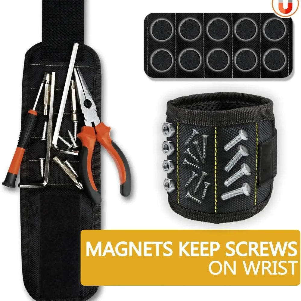 Magnetic Wristband Powerful Magnet Tool Wrist Pouch Holding Screws Nails Bits for Workshop Electrician Repair thumbnail 2