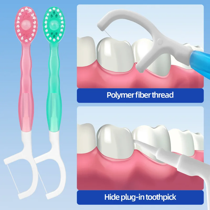 Travel Toothbrush with Toothpaste Fresh Breath Disposable Dental Floss Independent Packaging Oral Hygiene Care Tools thumbnail 2