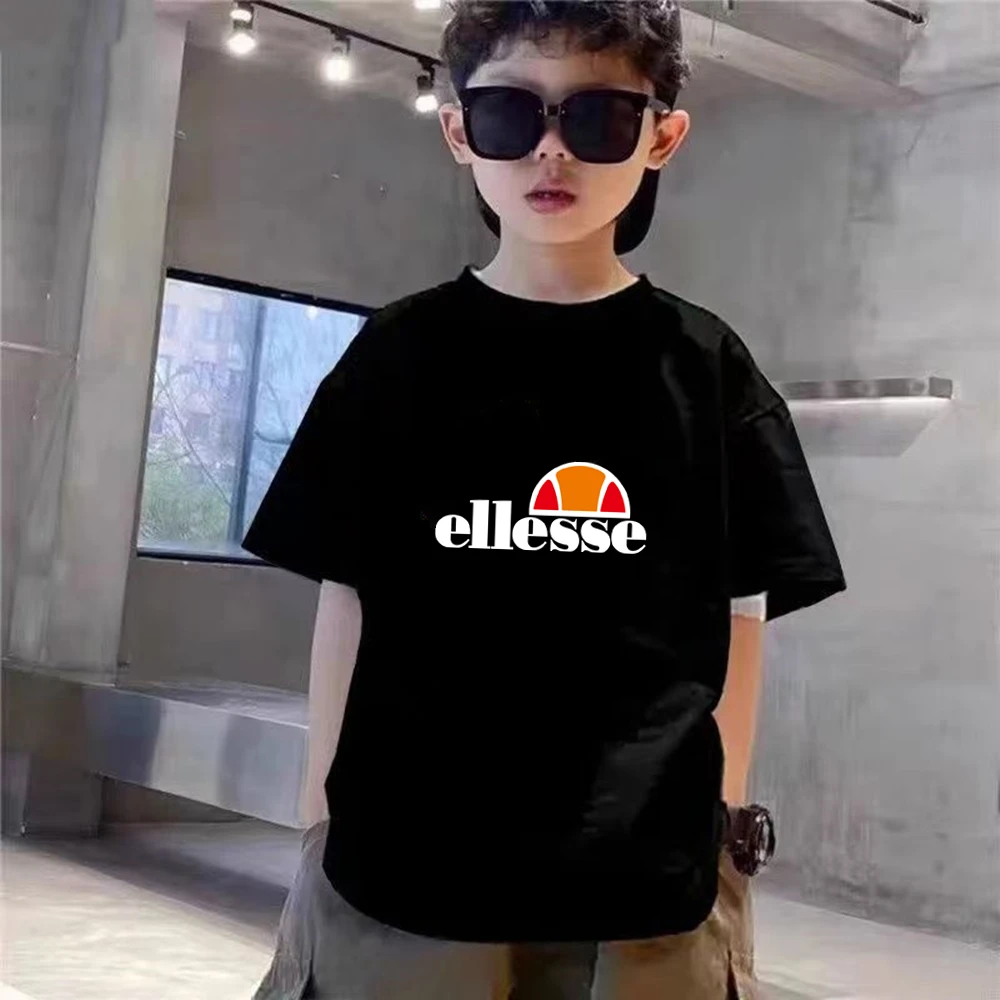 Kids Summer Boy Girl Round Neck T-shirt+Shorts Short-sleeved Toddler 3-12Y black Casual Sports Set Fashion Letter brand print thumbnail 5