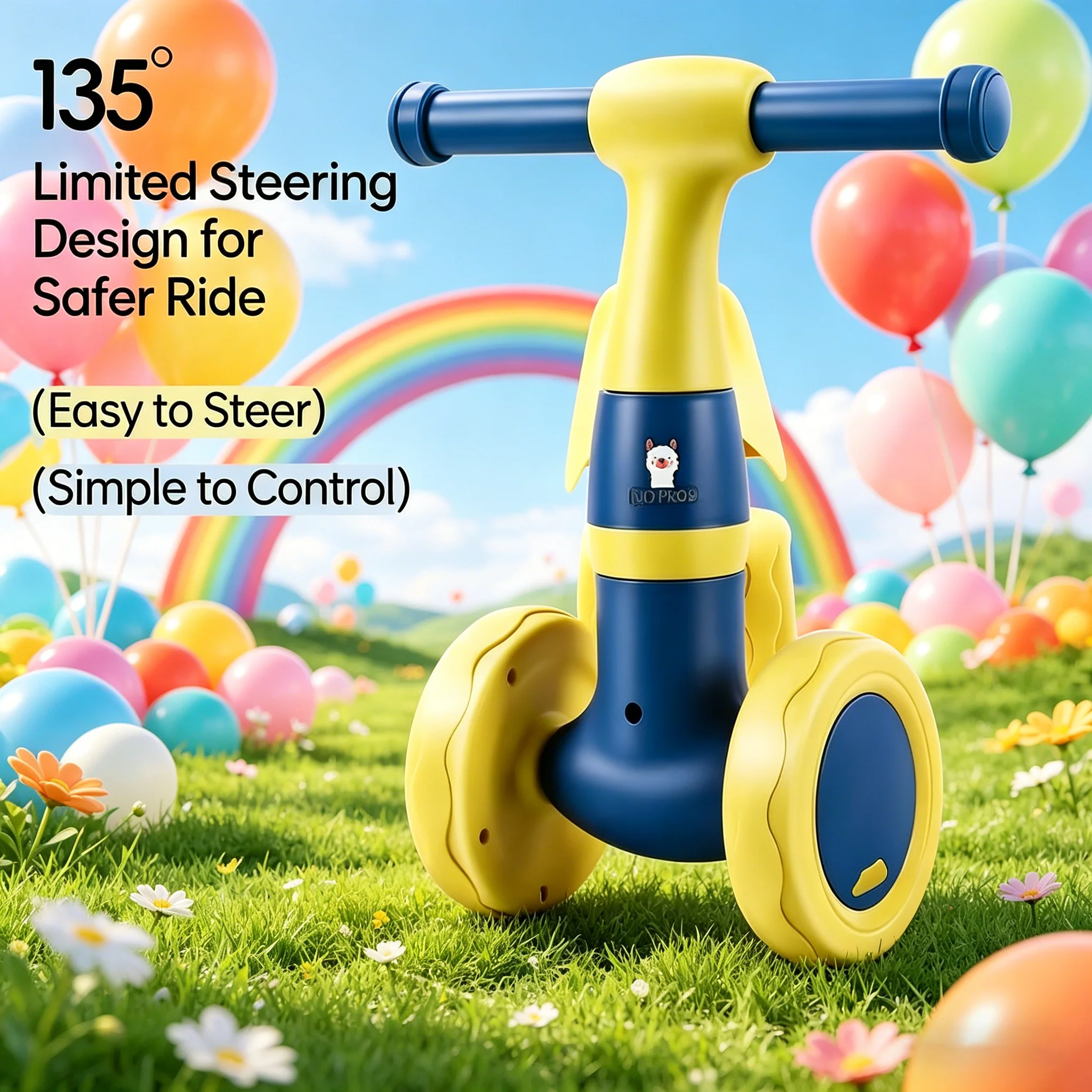 Baby Balance Bike Ages 1-5 4-Wheel Silent Glider Walker Toy Toddler Training Ride-On with Safety Wheels Anti-tip Indoor Outdoor thumbnail 2