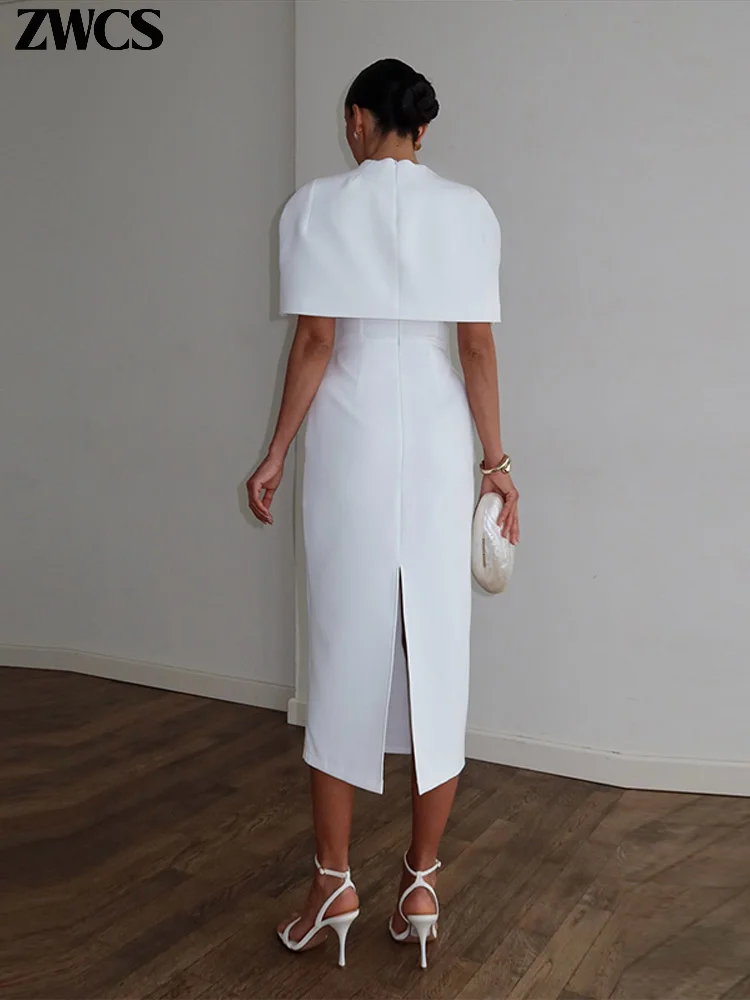 Elegant Shawl Dresses 2 Pieces Set 2026 Summer Ladies White Waist-cinching Square Collar Sleeveless Robes Women's Slim Outfits thumbnail 6