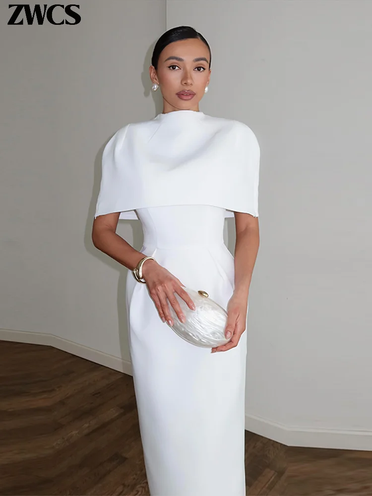 Elegant Shawl Dresses 2 Pieces Set 2026 Summer Ladies White Waist-cinching Square Collar Sleeveless Robes Women's Slim Outfits thumbnail 3