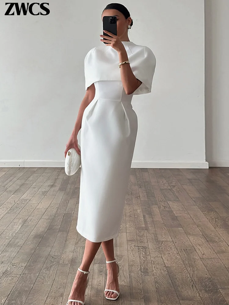 Elegant Shawl Dresses 2 Pieces Set 2026 Summer Ladies White Waist-cinching Square Collar Sleeveless Robes Women's Slim Outfits thumbnail 2