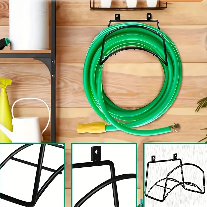 Wall Mounted Garden Hose Holder Heavy Duty Hanger Space Saving Water Pipe Storage Rack for Yard Lawn Patio with Mounting Hole thumbnail 3