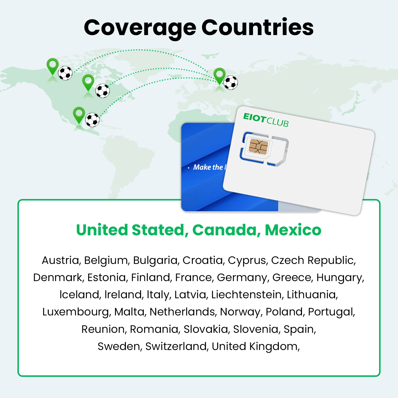 Soccer Season Travel SIM Card US Canada Mexico Europe Prepaid International Data SIM Card for Phone Tablet WiFi Hotspots Router thumbnail 4