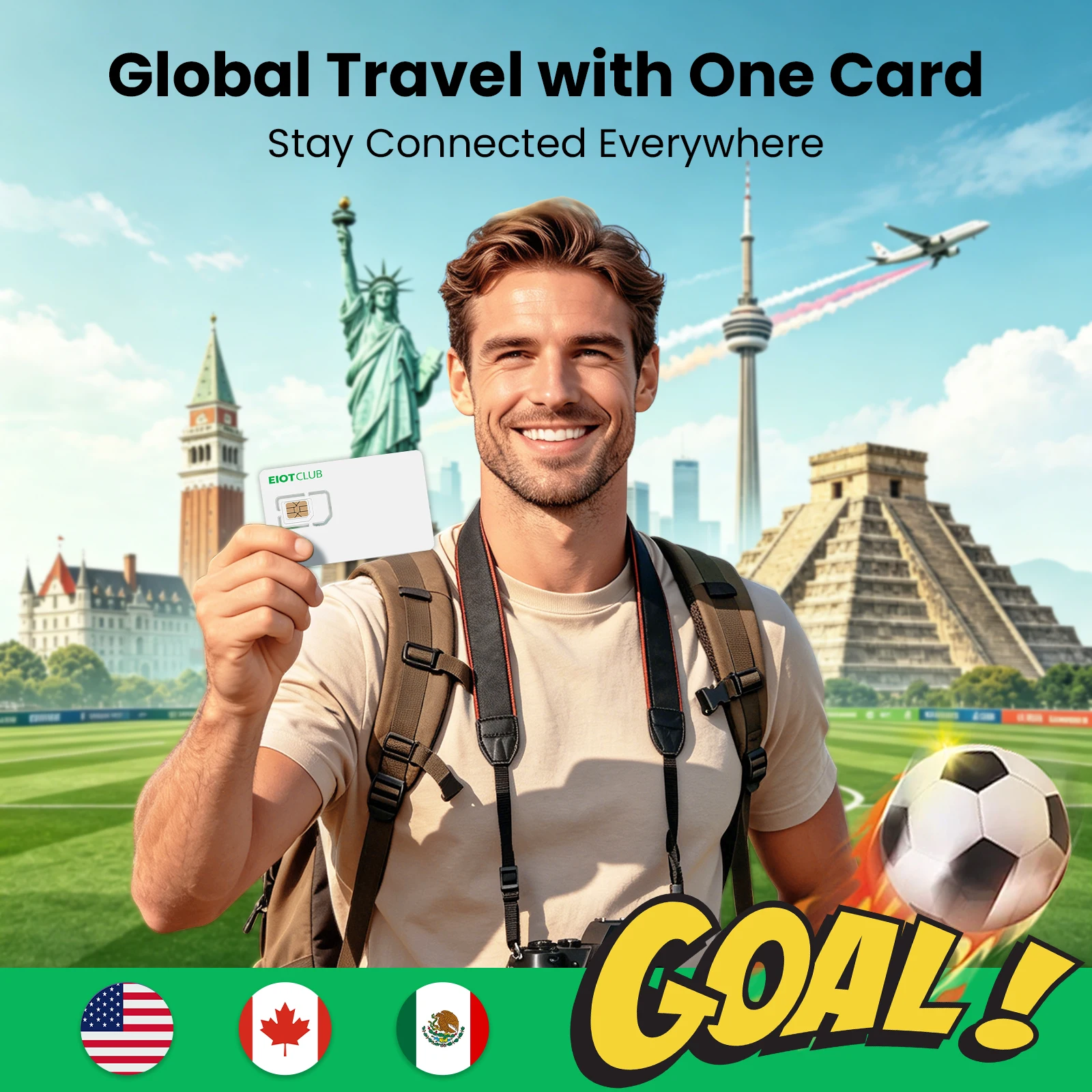 Soccer Season Travel SIM Card US Canada Mexico Europe Prepaid International Data SIM Card for Phone Tablet WiFi Hotspots Router thumbnail 2