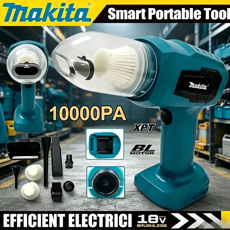 Makita Strong Suction Mini Electric Vacuum Cleaner, Wireless Handheld Home Cleaner Blower With 7 Nozzeles for 20V 18V Battery.