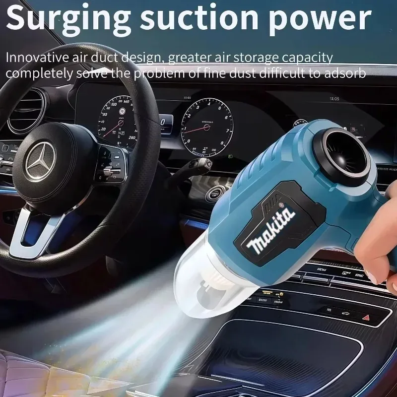 Makita Strong Suction Mini Electric Vacuum Cleaner, Wireless Handheld Home Cleaner Blower With 7 Nozzeles for 20V 18V Battery. thumbnail 2